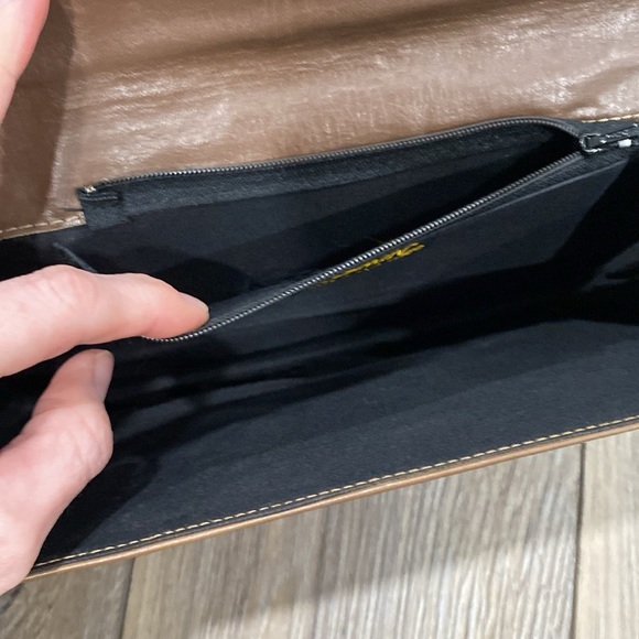 JASMIN VTG Snakeskin Brown Leather Snap Clutch - Picture 9 of 11